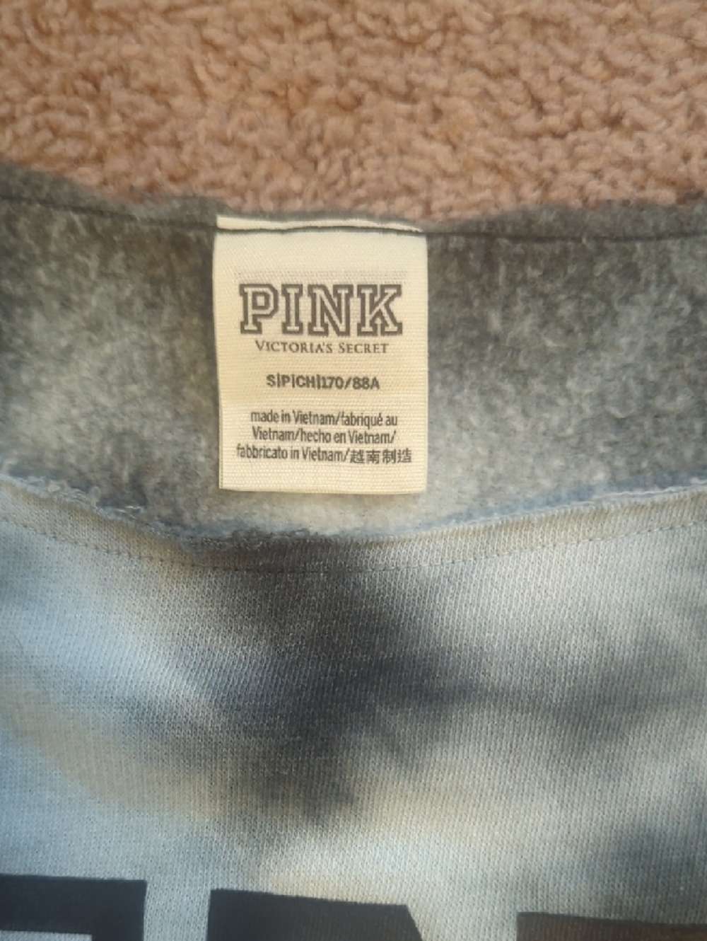 PINK Victoria's Secret Gray Tie-Dye Sweatshirt Top - Picture 2 of 3